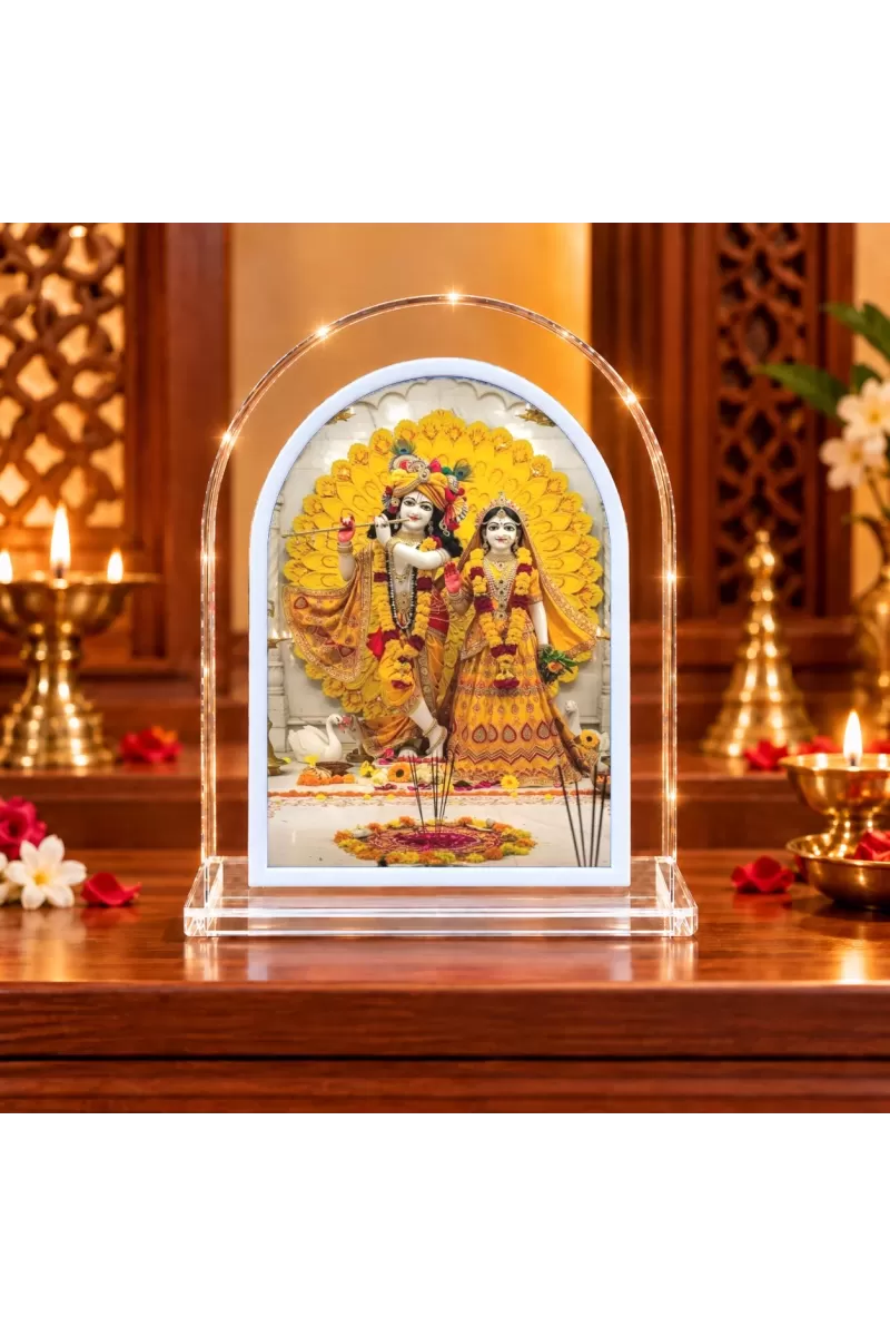 Radha Krishna L Shape Acrylic Showpiece 3 X 3.5 Inch For Home, Office And Car (F176145)