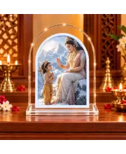 Maa Durga L Shape Acrylic Showpiece 3 X 3.5 Inch For Home, Office And Car (F176146)