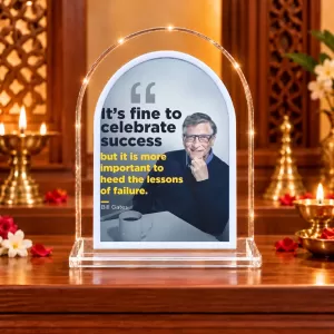 Bill Gates L Shape Acrylic Showpiece 3 X 3.5 Inch For Home, Office And Car (F176154)