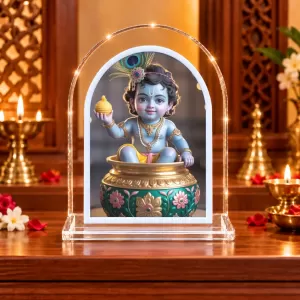 Bal Krishna L Shape Acrylic Showpiece 3 X 3.5 Inch For Home, Office And Car (F176156)