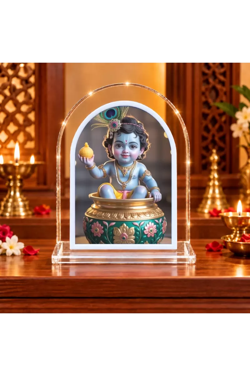 Bal Krishna L Shape Acrylic Showpiece 3 X 3.5 Inch For Home, Office And Car (F176156)