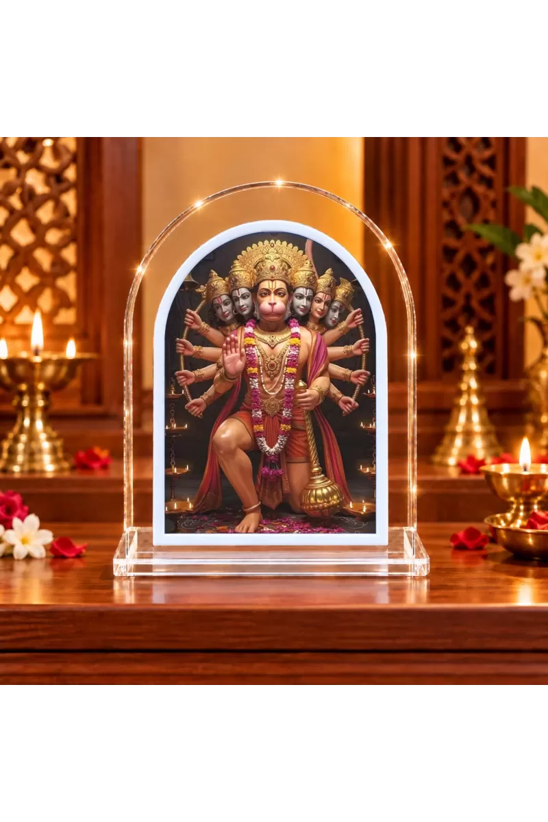 Panchmukhi Hanuman L Shape Acrylic Showpiece 3 X 3.5 Inch For Home, Office And Car (F176157)