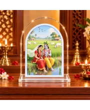 Radha Krishna L Shape Acrylic Showpiece 3 X 3.5 Inch For Home, Office And Car (F176158)