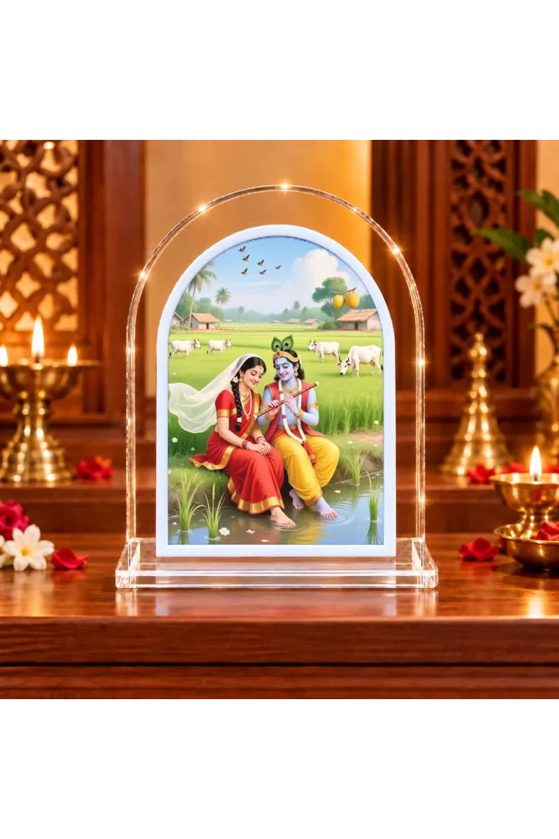 Radha Krishna L Shape Acrylic Showpiece 3 X 3.5 Inch For Home, Office And Car (F176158)