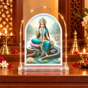 Maa Ganga L Shape Acrylic Showpiece 3 X 3.5 Inch For Home, Office And Car (F176163)