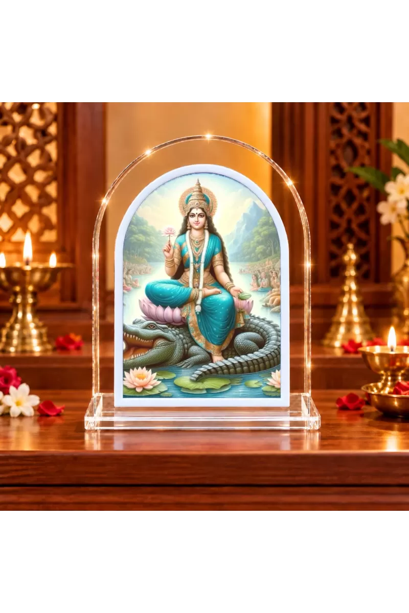 Maa Ganga L Shape Acrylic Showpiece 3 X 3.5 Inch For Home, Office And Car (F176163)