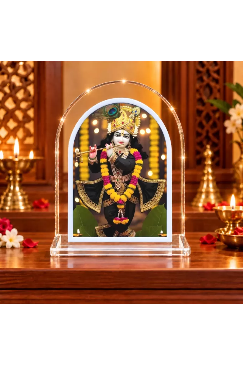 Lord Krishna L Shape Acrylic Showpiece 3 X 3.5 Inch For Home, Office And Car (F176164)