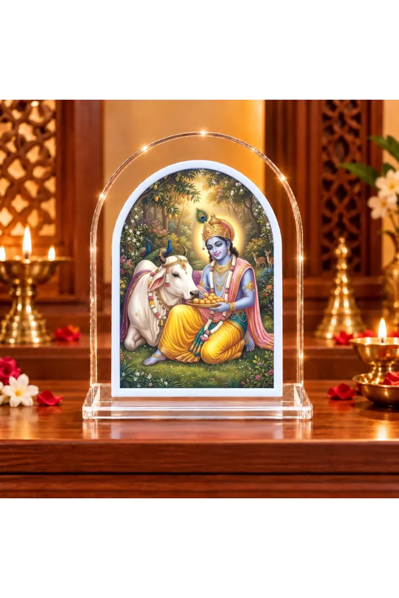 Lord Krishna L Shape Acrylic Showpiece 3 X 3.5 Inch For Home, Office And Car (F176165)