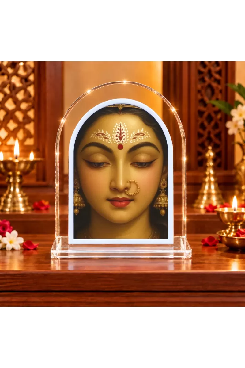 Durga Maa L Shape Acrylic Showpiece 3 X 3.5 Inch For Home, Office And Car (F176168)
