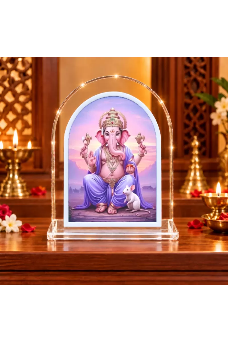 Lord Ganesha L Shape Acrylic Showpiece 3 X 3.5 Inch For Home, Office And Car (F176169)