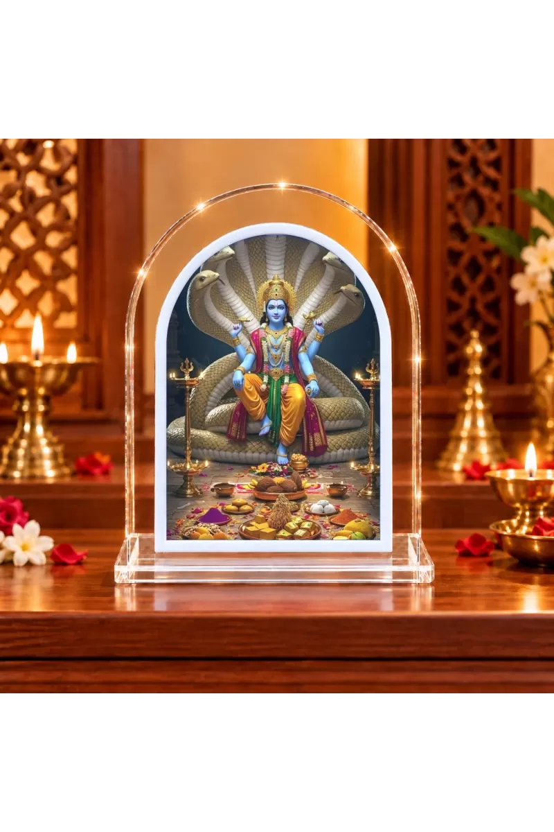 Lord Vishnu L Shape Acrylic Showpiece 3 X 3.5 Inch For Home, Office And Car (F176174)