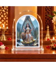 Maa Durga L Shape Acrylic Showpiece 3 X 3.5 Inch For Home, Office And Car (F176176)