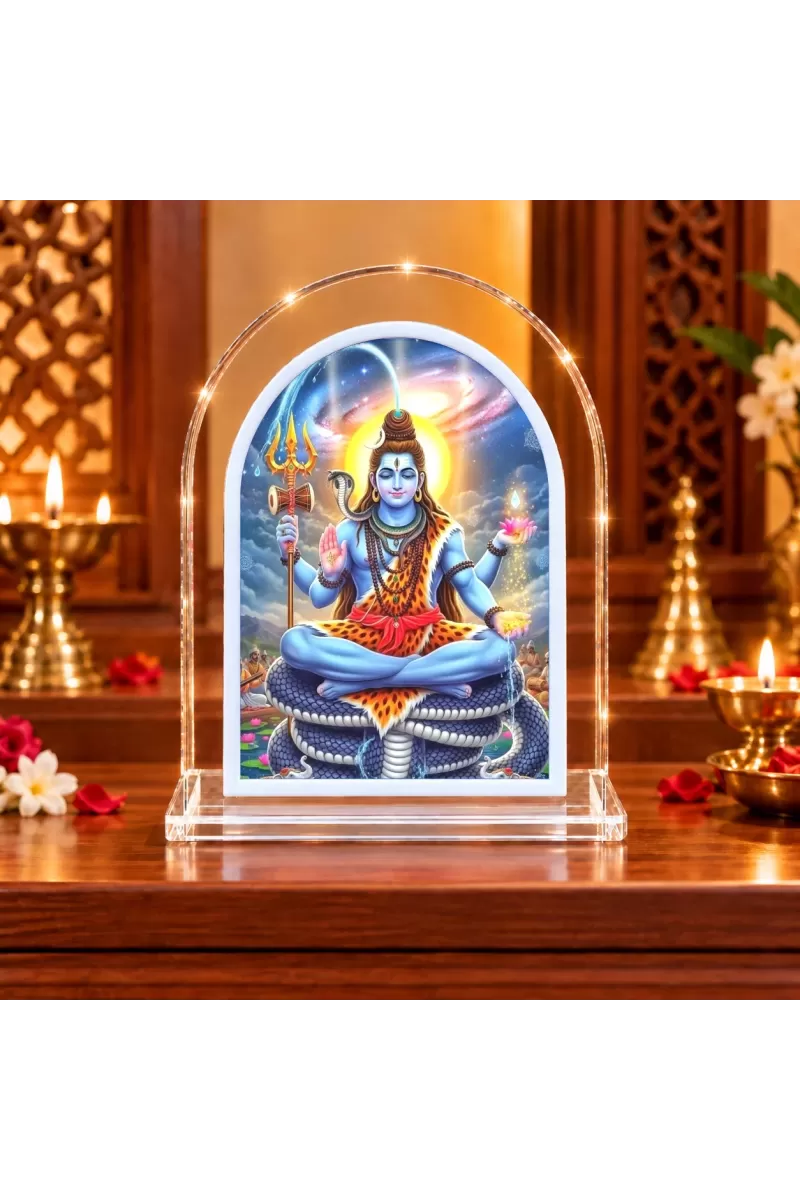 Lord Shiva L Shape Acrylic Showpiece 3 X 3.5 Inch For Home, Office And Car (F176177)