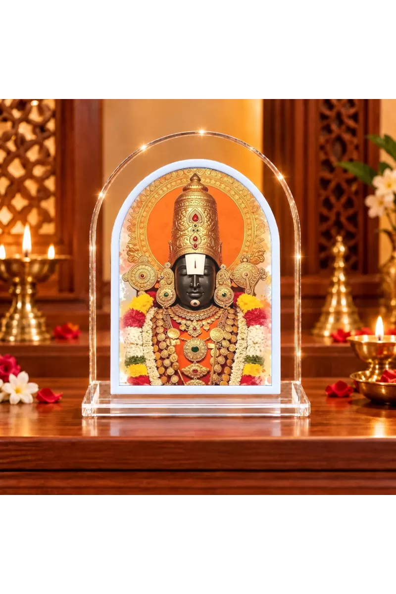 Lord Venkateswara L Shape Acrylic Showpiece 3 X 3.5 Inch For Home, Office And Car (F176179)