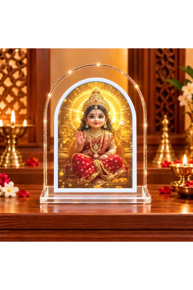 Baby Durga L Shape Acrylic Showpiece 3 X 3.5 Inch For Home, Office And Car (F176180)