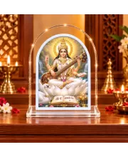 Goddess Saraswati L Shape Acrylic Showpiece 3 X 3.5 Inch For Home, Office And Car (F176183)