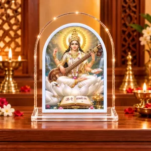 Goddess Saraswati L Shape Acrylic Showpiece 3 X 3.5 Inch For Home, Office And Car (F176183) Goddess Saraswati L Shape Acrylic Showpiece 3 X 3.5 Inch For Home, Office And Car (F176183)