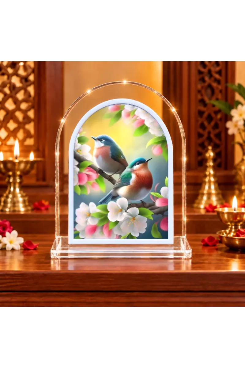 Birds L Shape Acrylic Showpiece 3 X 3.5 Inch For Home, Office And Car (F176185)