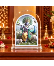 Lord Krishna L Shape Acrylic Showpiece 3 X 3.5 Inch For Home, Office And Car (F176186)