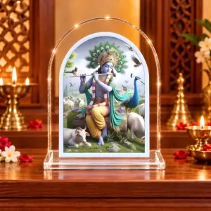 Lord Krishna L Shape Acrylic Showpiece 3 X 3.5 Inch For Home, Office And Car (F176186)