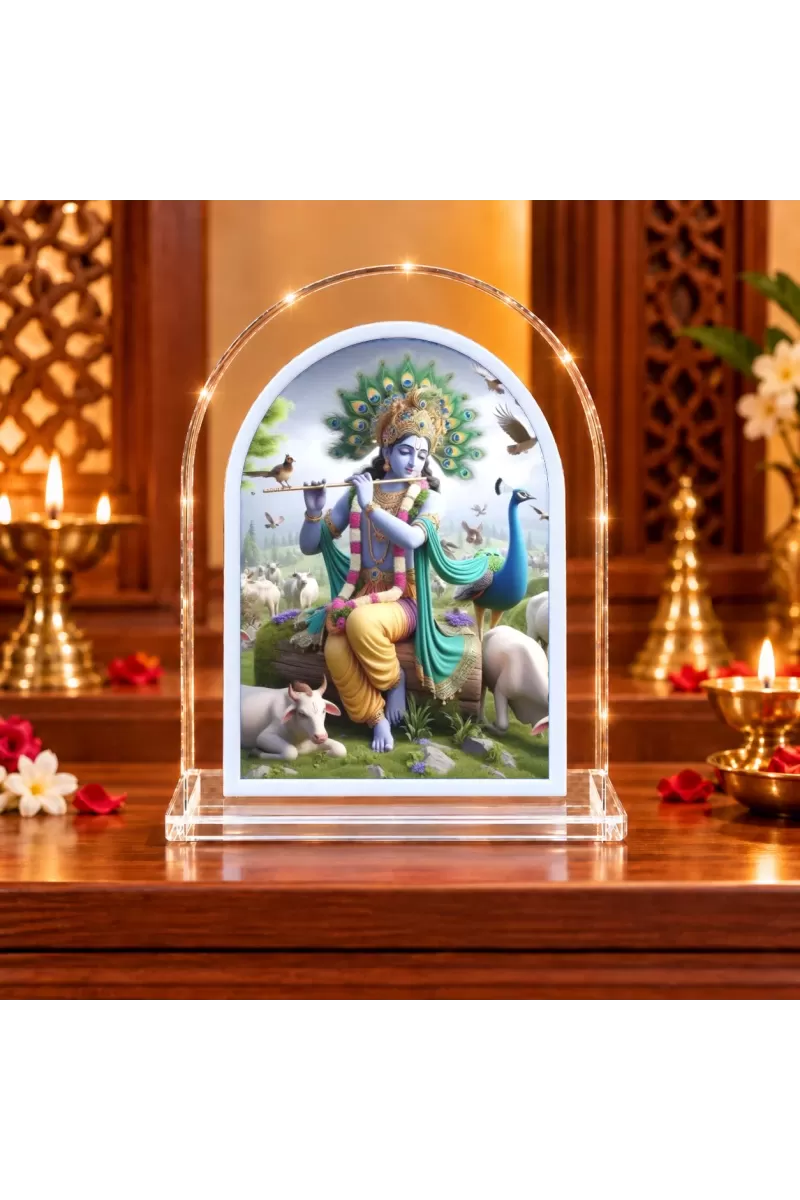 Lord Krishna L Shape Acrylic Showpiece 3 X 3.5 Inch For Home, Office And Car (F176186)
