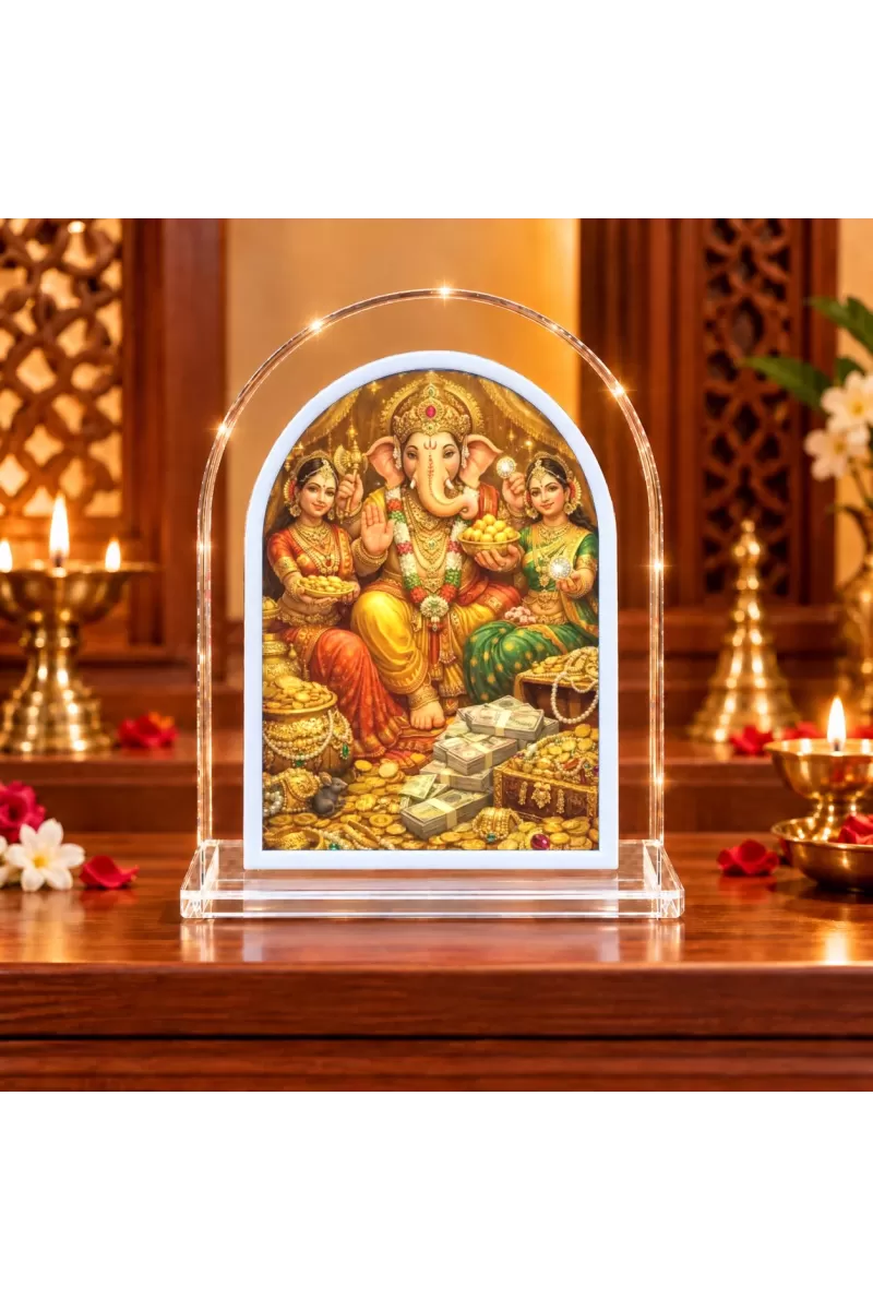 Lord Ganesha L Shape Acrylic Showpiece 3 X 3.5 Inch For Home, Office And Car (F176187)