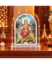 Durga Maa L Shape Acrylic Showpiece 3 X 3.5 Inch For Home, Office And Car (F176190)