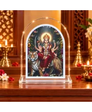 Durga Maa L Shape Acrylic Showpiece 3 X 3.5 Inch For Home, Office And Car (F176191)