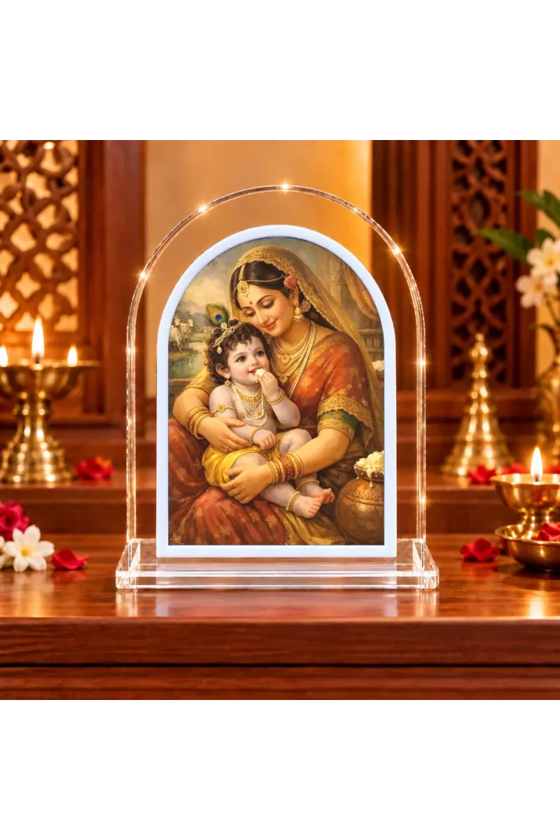 Yashoda Krishna L Shape Acrylic Showpiece 3 X 3.5 Inch For Home, Office And Car (F176193)