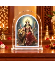 Durga Maa L Shape Acrylic Showpiece 3 X 3.5 Inch For Home, Office And Car (F176196)