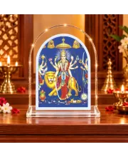 Durga Maa L Shape Acrylic Showpiece 3 X 3.5 Inch For Home, Office And Car (F176198)
