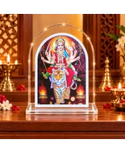 Durga Maa L Shape Acrylic Showpiece 3 X 3.5 Inch For Home, Office And Car (F176199)