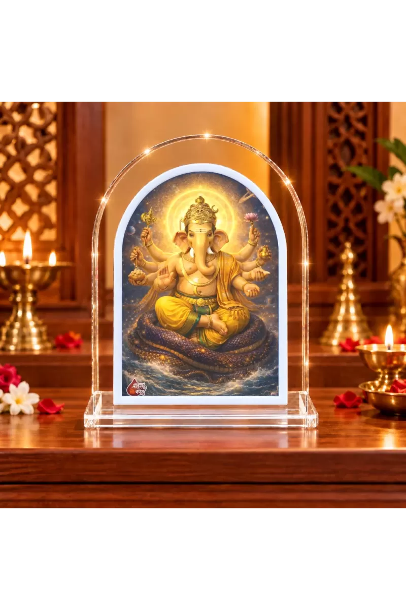 Lord Ganesha L Shape Acrylic Showpiece 3 X 3.5 Inch For Home, Office And Car (F176201)