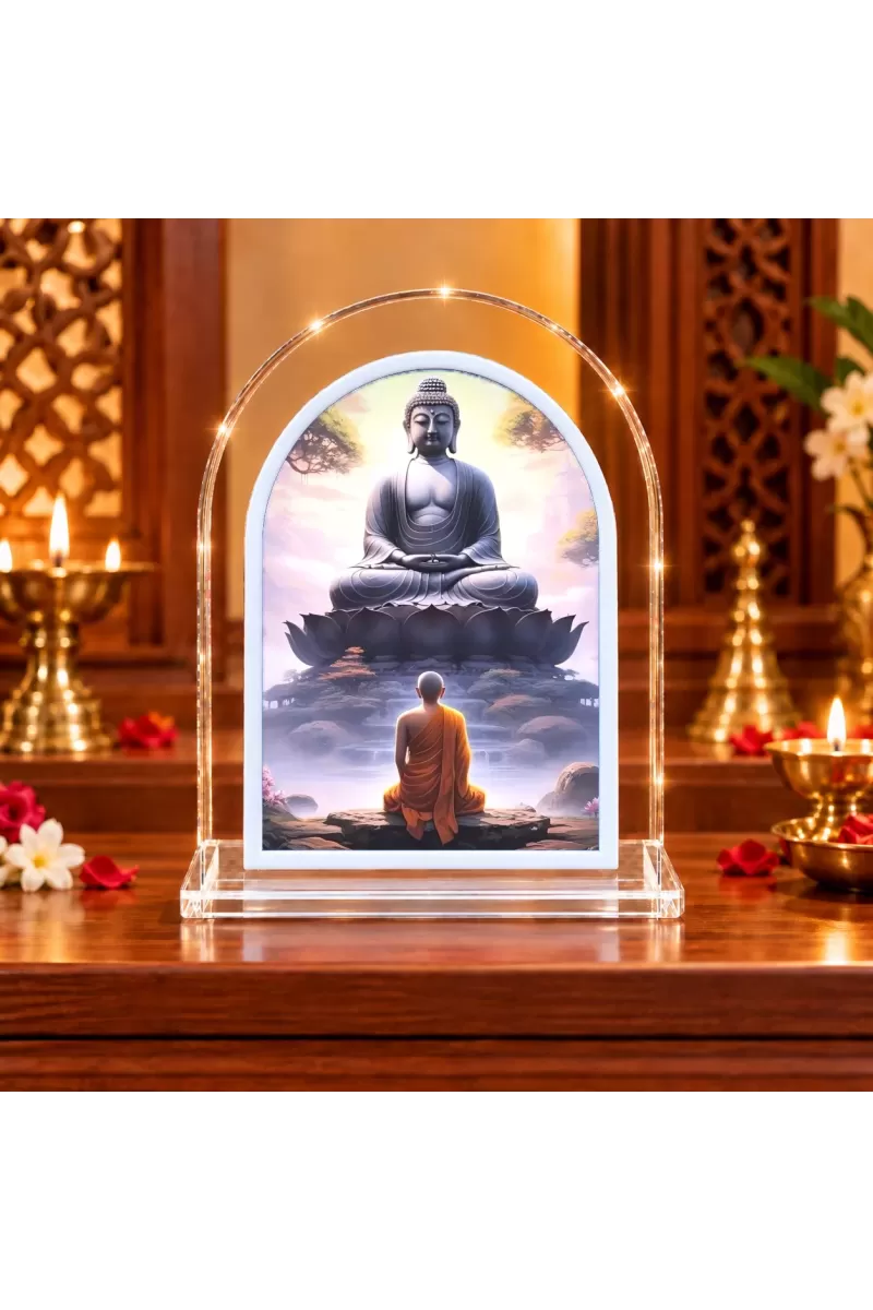 Buddha L Shape Acrylic Showpiece 3 X 3.5 Inch For Home, Office And Car (F176202)