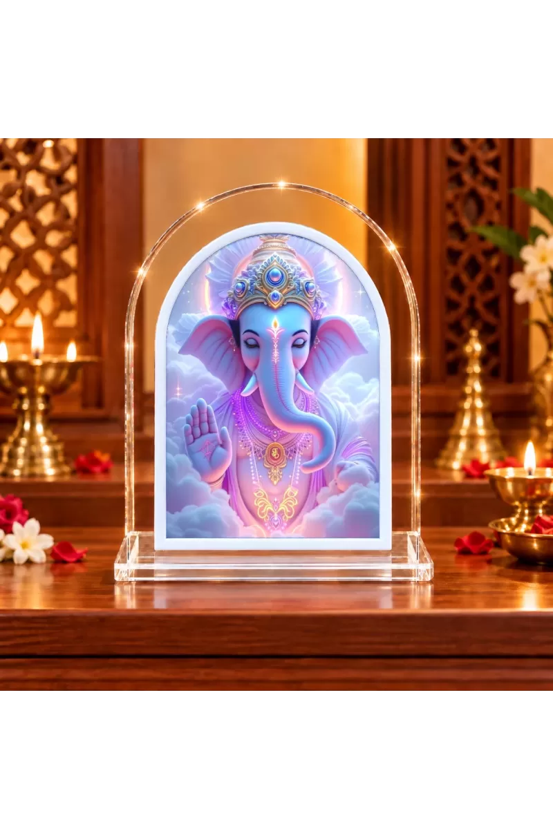 Lord Ganesha L Shape Acrylic Showpiece 3 X 3.5 Inch For Home, Office And Car (F176205)