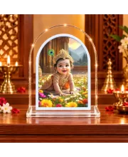 Lord Krishna L Shape Acrylic Showpiece 3 X 3.5 Inch For Home, Office And Car (F176207)