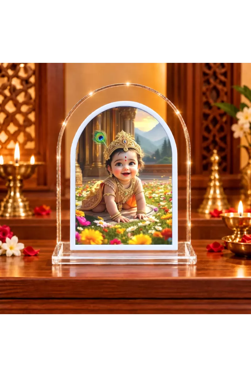 Lord Krishna L Shape Acrylic Showpiece 3 X 3.5 Inch For Home, Office And Car (F176207)