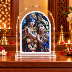 Radha Krishna L Shape Acrylic Showpiece 3 X 3.5 Inch For Home, Office And Car (F176208)