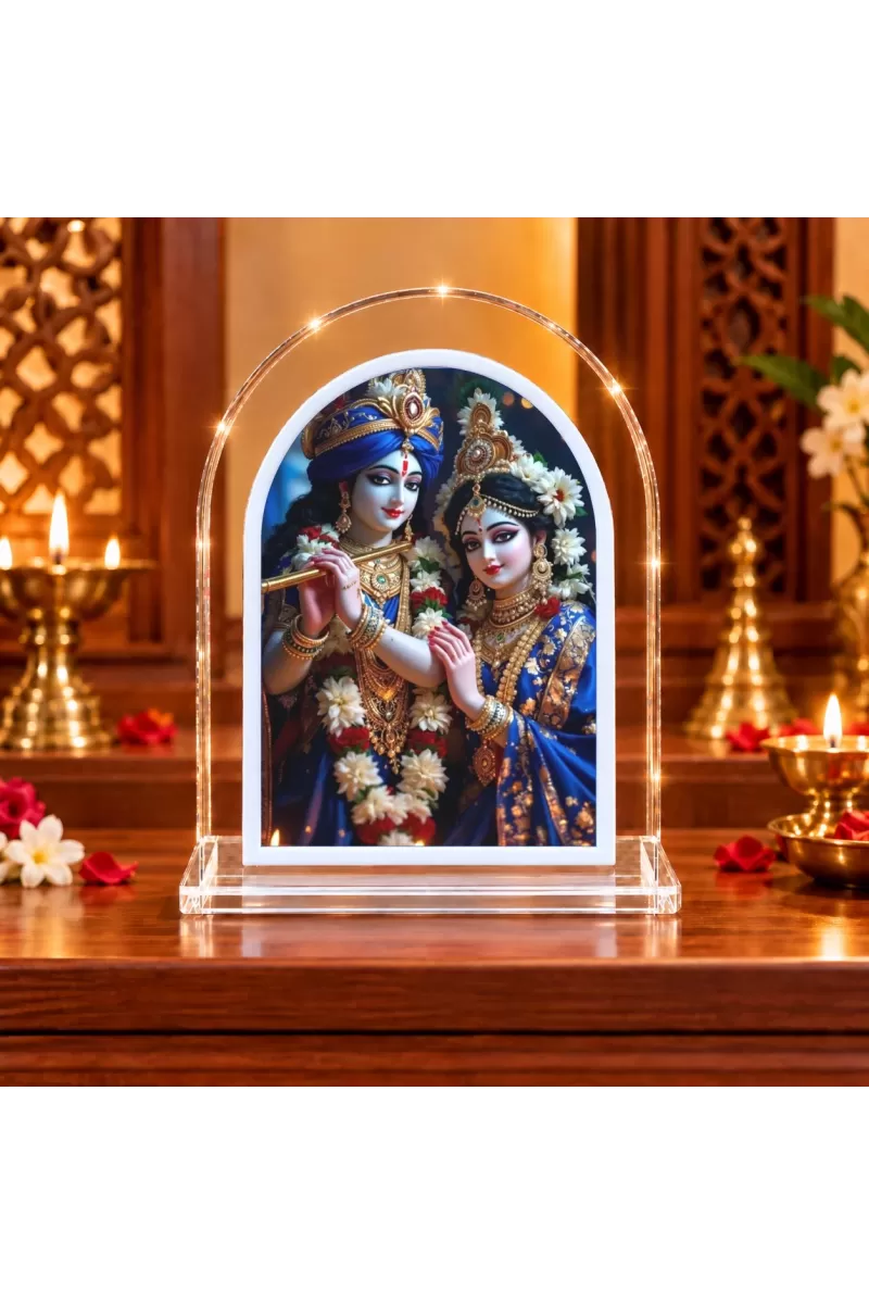 Radha Krishna L Shape Acrylic Showpiece 3 X 3.5 Inch For Home, Office And Car (F176208)