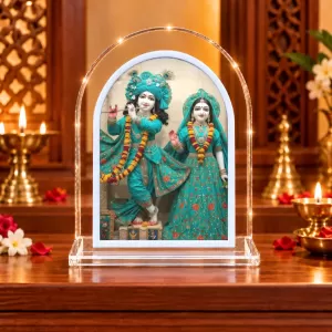 Radha Krishna L Shape Acrylic Showpiece 3 X 3.5 Inch For Home, Office And Car (F176209)