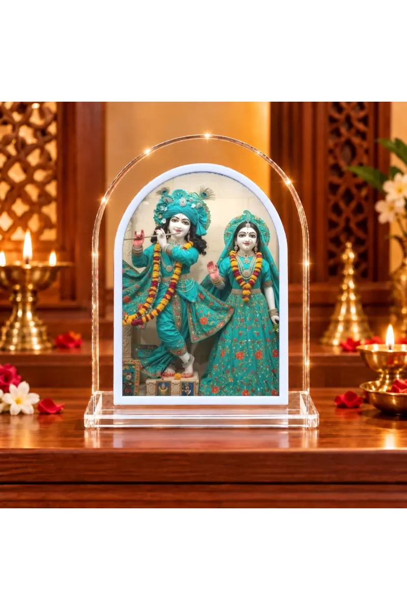 Radha Krishna L Shape Acrylic Showpiece 3 X 3.5 Inch For Home, Office And Car (F176209)