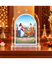 Jesus Christ And Buddha L Shape Acrylic Showpiece 3 X 3.5 Inch For Home, Office And Car (F176216)