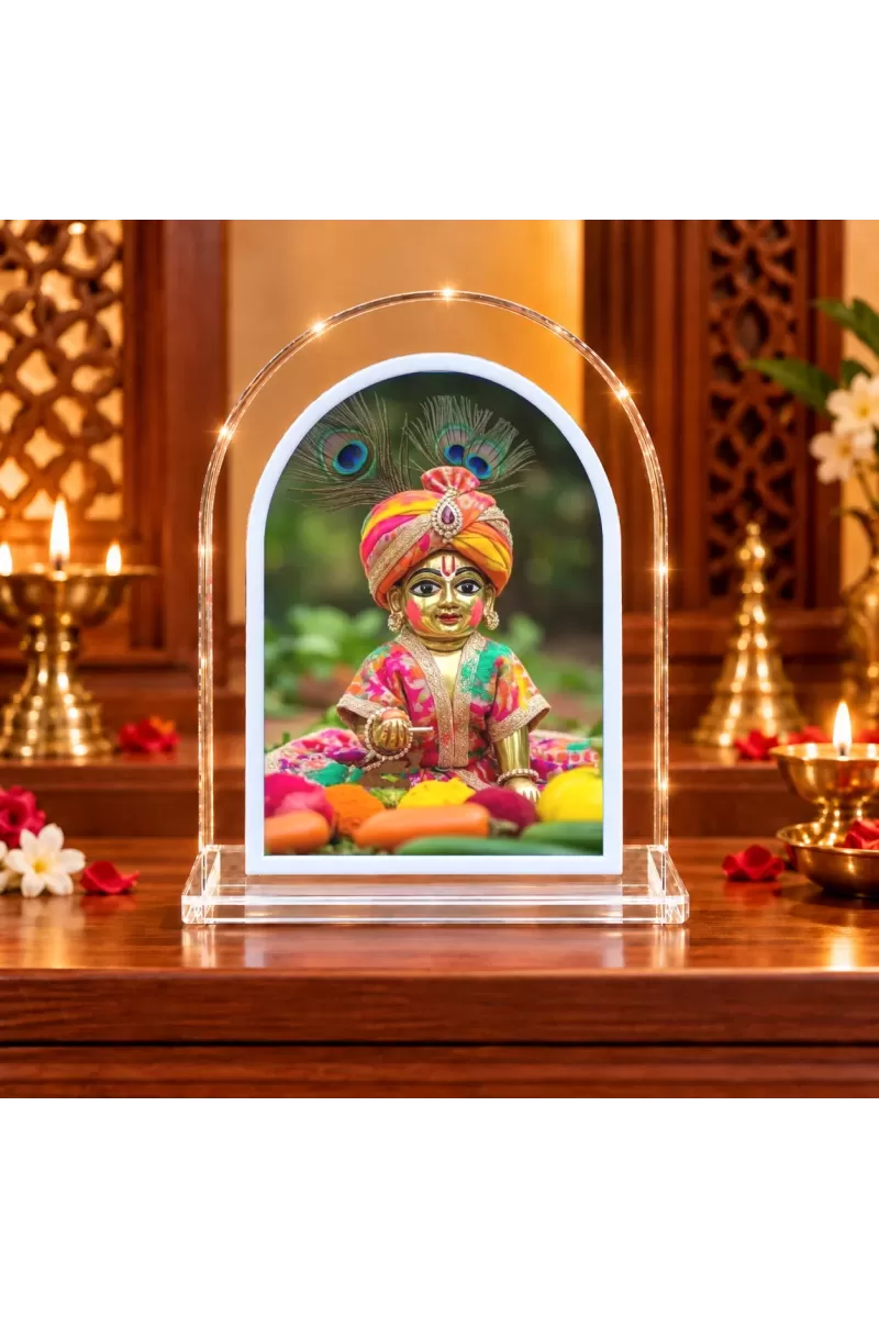 Lord Krishna L Shape Acrylic Showpiece 3 X 3.5 Inch For Home, Office And Car (F176221)