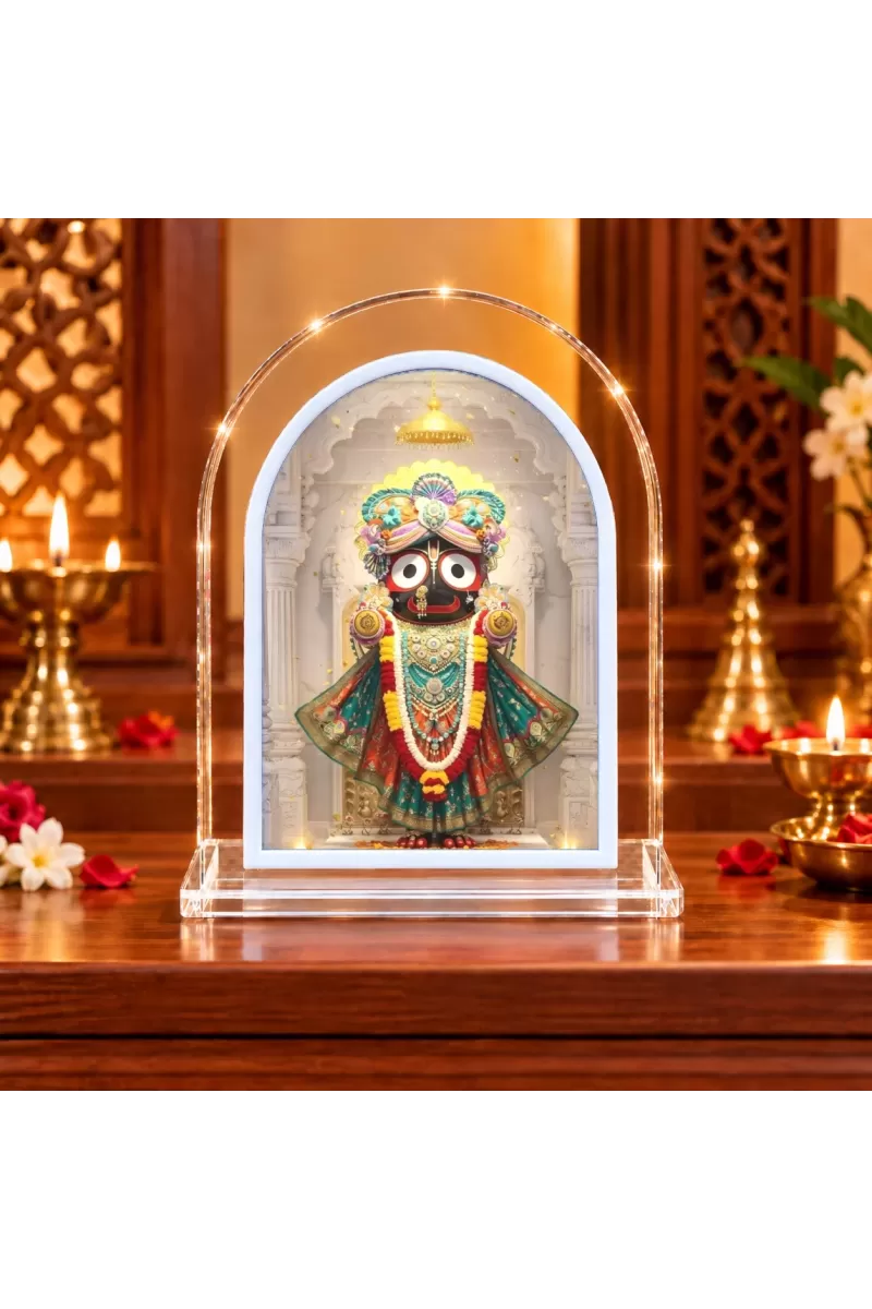 Lord Jagannath L Shape Acrylic Showpiece 3 X 3.5 Inch For Home, Office And Car (F176224)