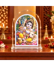 Lord Krishna L Shape Acrylic Showpiece 3 X 3.5 Inch For Home, Office And Car (F176225)