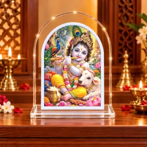 Lord Krishna L Shape Acrylic Showpiece 3 X 3.5 Inch For Home, Office And Car (F176225) Lord Krishna L Shape Acrylic Showpiece 3 X 3.5 Inch For Home, Office And Car (F176225)