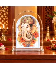 Lord Ganesha L Shape Acrylic Showpiece 3 X 3.5 Inch For Home, Office And Car (F176232)