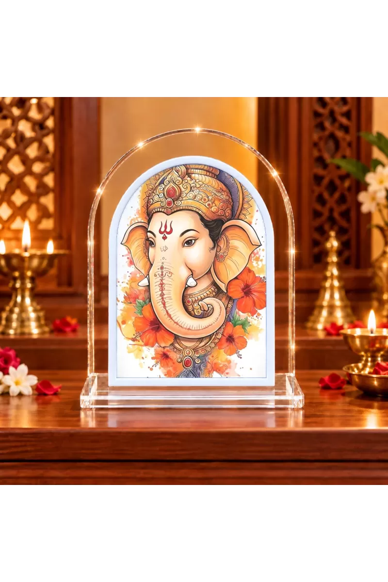 Lord Ganesha L Shape Acrylic Showpiece 3 X 3.5 Inch For Home, Office And Car (F176232)