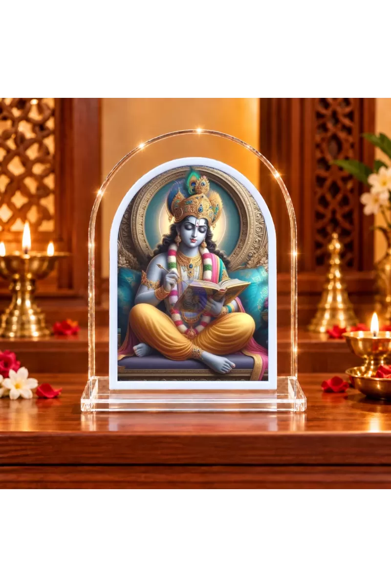 Lord Krishna L Shape Acrylic Showpiece 3 X 3.5 Inch For Home, Office And Car (F176233)