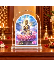 Buddha L Shape Acrylic Showpiece 3 X 3.5 Inch For Home, Office And Car (F176234)